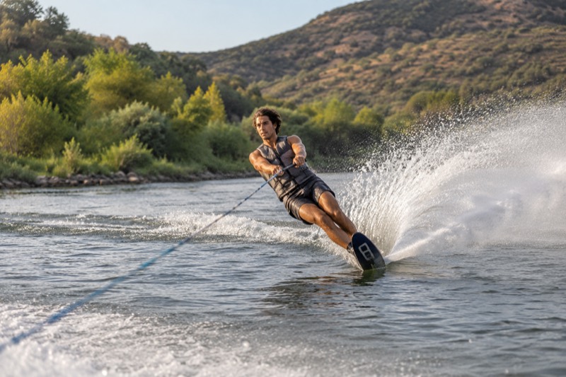 Water skiing on the river Douro